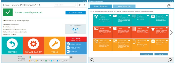 Genie Timeline Special Backup Manager